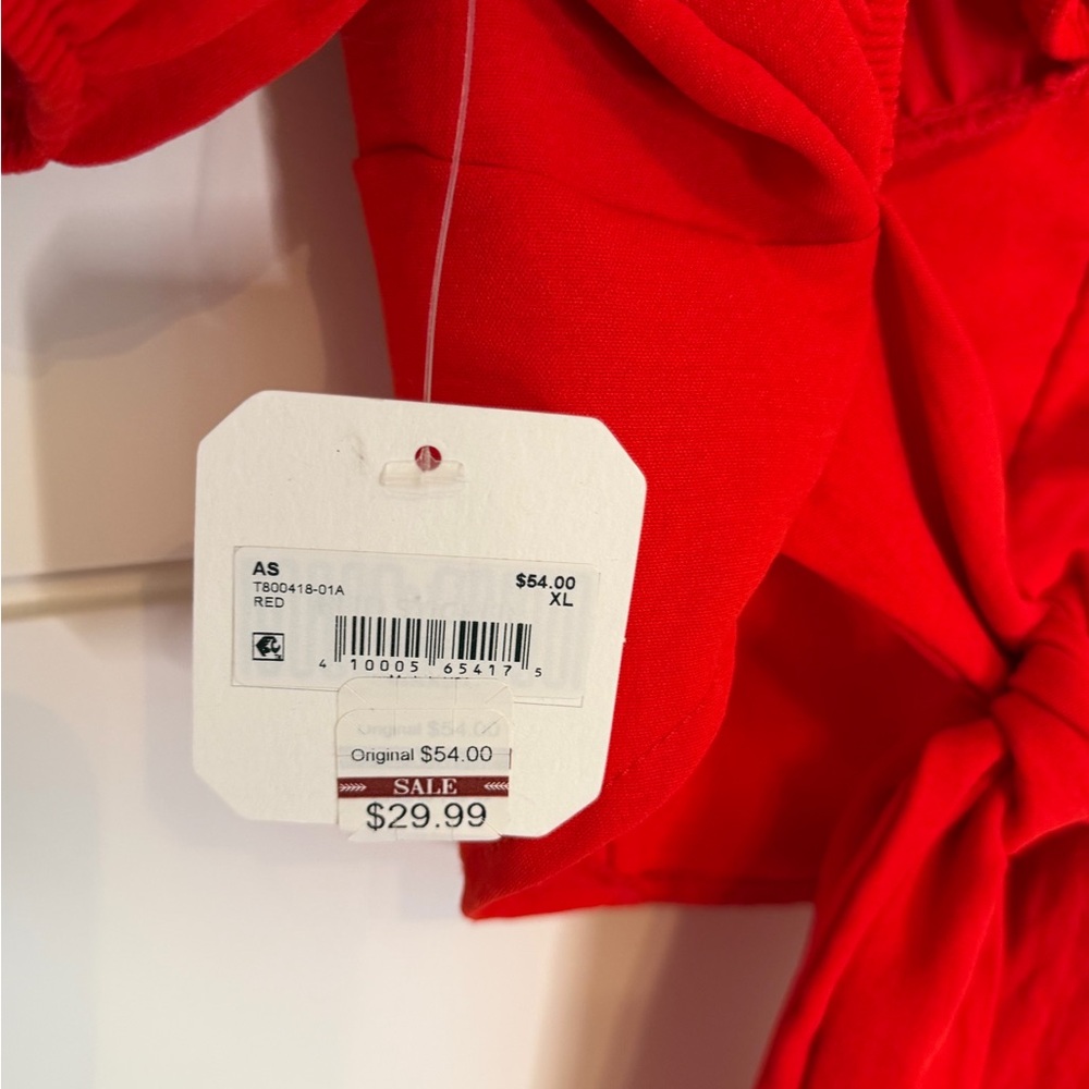 Altar'd State Bright Red Puff-Sleeve Crop Blouse - Picture 4 of 4